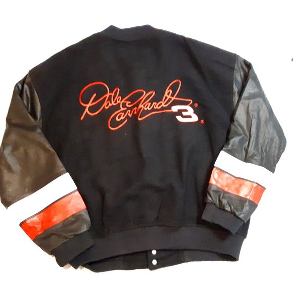 Chase Authentic Dale Earnhardt Embroidered Jacket Wool Leather Large Vintage